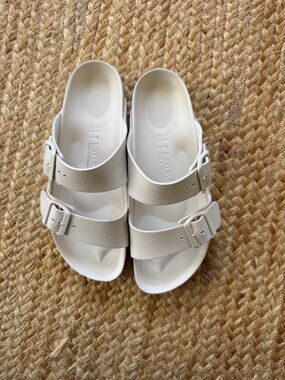 Birkenstock Eva White Two-Strap Slide Sandals